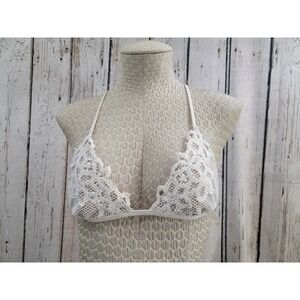 Blue‎ Life Women's S Off White Crochet Lace Triangle Bikini Swim Top Suit GUC